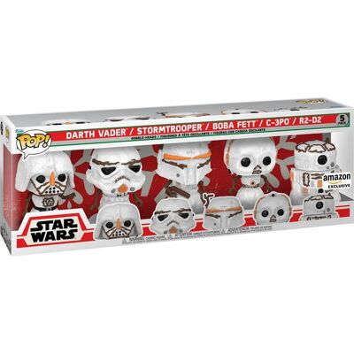 Funko Darth Vader Stormtrooper Boba-Fett C-3PO R2-D2 Pupazzi di Neve 5 Pack Funko Darth Vader Stormtrooper Boba-Fett C-3PO R2-D2 Pupazzi di Neve 5 Pack
