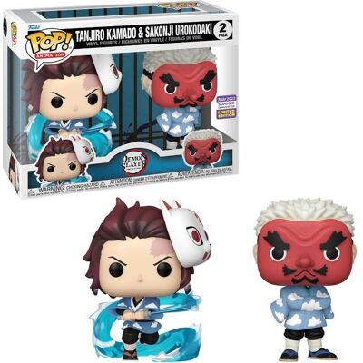 Funko Pop! 2-Pack: Tanjiro Kamado e Sakonji Urokodaki - Demon Slayer Funko Pop! 2-Pack: Tanjiro Kamado e Sakonji Urokodaki - Demon Slayer