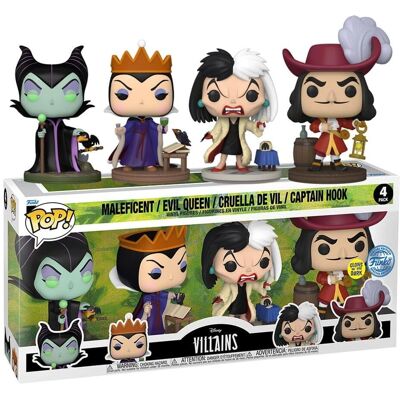 Pack Disney Villains Funko - 4 Figurine in Vinile - 9cm Pack Disney Villains Funko - 4 Figurine in Vinile - 9cm