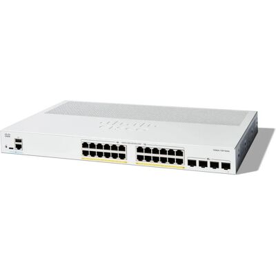 Cisco Catalyst 1300-24P-4X Switch géré couche 3 - 24 Gigabit PoE+ 4x10G SFP+ - Publicité Cisco Catalyst 1300-24P-4X Switch géré couche 3 - 24 Gigabit PoE+ 4x10G SFP+ - Publicité