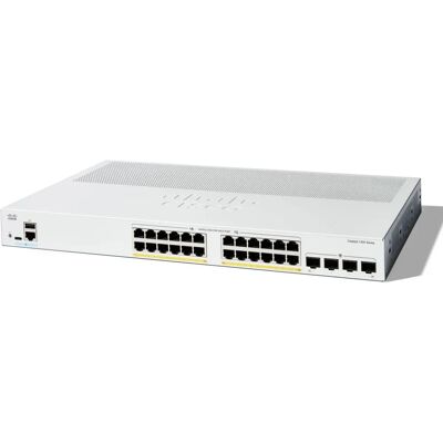 Switch intelligent Cisco Catalyst 1200-24P-4G - 24 ports GE, PoE, 4x1GE SFP - Montage en rack - Publicité Switch intelligent Cisco Catalyst 1200-24P-4G - 24 ports GE, PoE, 4x1GE SFP - Montage en rack - Publicité