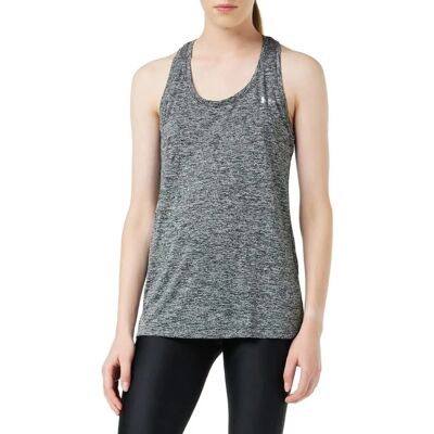 Under Armour UA Tech Twist Tank - Black/Silver - Loose Fit Top Under Armour UA Tech Twist Tank - Black/Silver - Loose Fit Top