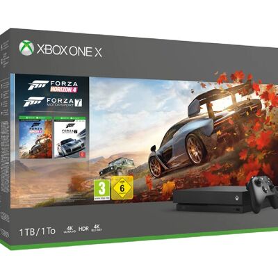 Microsoft Xbox One X 1TB - Noir - Console de jeux avec Forza Horizon 4 & Motorsport 7 - Publicité Microsoft Xbox One X 1TB - Noir - Console de jeux avec Forza Horizon 4 & Motorsport 7 - Publicité