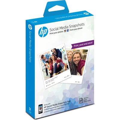 Hewlett Packard HP Fotos de redes sociales papel fotográfico removible autoadhesivo - 25 hojas - 10 x 13 cm - Blanco - Papel fotográfico Hewlett Packard HP Fotos de redes sociales papel fotográfico removible autoadhesivo - 25 hojas - 10 x 13 cm - Blanco - Papel fotográfico