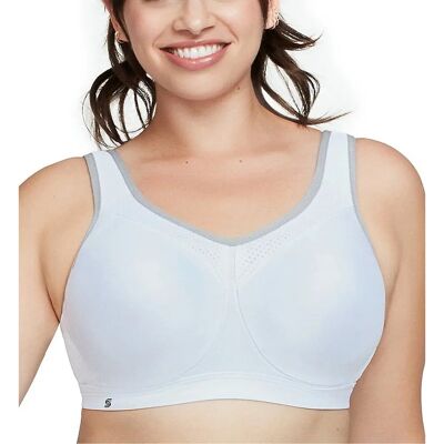 Glamorise White/Gray Seamless Sports Bra - High Impact Support Glamorise White/Gray Seamless Sports Bra - High Impact Support