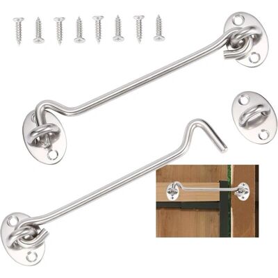 Augro 2pcs Stainless Steel Door Hook Lock - 15cm Augro 2pcs Stainless Steel Door Hook Lock - 15cm