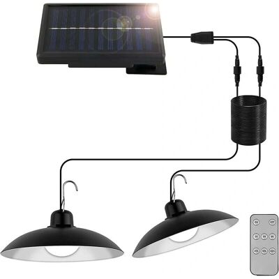 Augro Solar Hanging Light - Double Head, 3 Modes, IP44, 3M Cable Augro Solar Hanging Light - Double Head, 3 Modes, IP44, 3M Cable