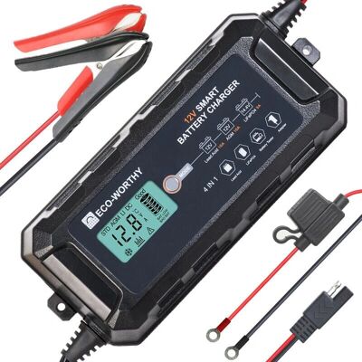 Eco-worthy 10A 12V Batterilader für Blei-LiFePO4 Auto Motorrad Eco-worthy 10A 12V Batterilader für Blei-LiFePO4 Auto Motorrad