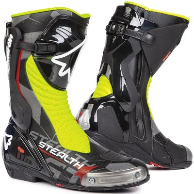 Stivali da moto Stylmartin Stealth Evo Air - Unisex, Nero Giallo, Taglia 44 Stivali da moto Stylmartin Stealth Evo Air - Unisex, Nero Giallo, Taglia 44