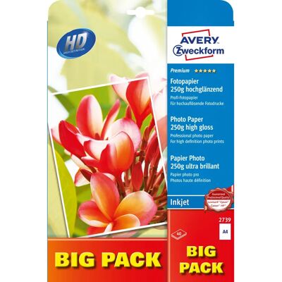 Avery Inkjet Photo Paper - Lucida - 210x297 mm - High-gloss White - A4 Avery Inkjet Photo Paper - Lucida - 210x297 mm - High-gloss White - A4