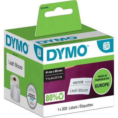 DYMO S0722560 - Navneskilt-etiketter - Hvit - 41x89mm DYMO S0722560 - Navneskilt-etiketter - Hvit - 41x89mm