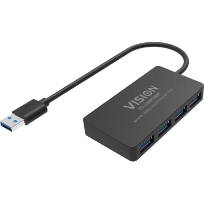 Vision TC-USBHUB4P USB-Hub - 4 Anschlüsse, 5 Gbps, Schwarz Vision TC-USBHUB4P USB-Hub - 4 Anschlüsse, 5 Gbps, Schwarz