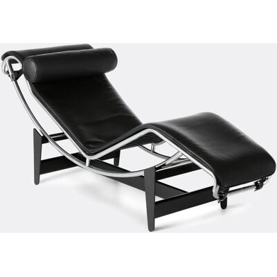 Cassina LC4 - Black - Leather - Chrome frame - Chaise longue Cassina LC4 - Black - Leather - Chrome frame - Chaise longue