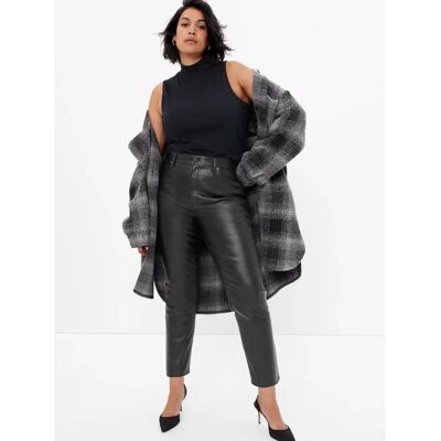 Pantaloni cu talie înaltă din piele artificială GAP - Femei Pantaloni cu talie înaltă din piele artificială GAP - Femei