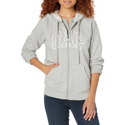 Sweat GAP S Gris Clair à Capuche avec Logo - Fermeture éclair complète - Publicité Sweat GAP S Gris Clair à Capuche avec Logo - Fermeture éclair complète - Publicité