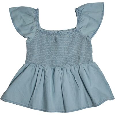 Top din denim albastru pentru copii - M - Gât pătrat - Peplum Top din denim albastru pentru copii - M - Gât pătrat - Peplum