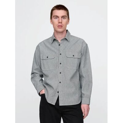 GAP Oversized džínová košile - Šedá - Košile GAP Oversized džínová košile - Šedá - Košile
