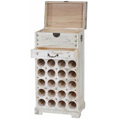 MOBIKASA Estantería de Vino de Madera Blanco Envejecido - Estantería de Vino MOBIKASA Estantería de Vino de Madera Blanco Envejecido - Estantería de Vino