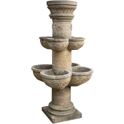 BISCOTTINI Garden Fountain - 8 Basins - Natural Stone - 90x90x160 cm BISCOTTINI Garden Fountain - 8 Basins - Natural Stone - 90x90x160 cm
