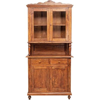 BISCOTTINI - Credenza in legno massello vintage con vetrina BISCOTTINI - Credenza in legno massello vintage con vetrina