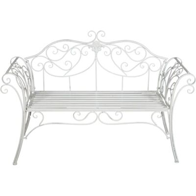 BISCOTTINI Panchina da giardino in metallo bianca 133x47x90 cm - Panchina da giardino BISCOTTINI Panchina da giardino in metallo bianca 133x47x90 cm - Panchina da giardino