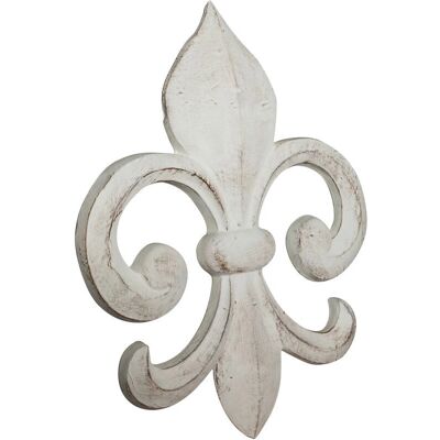 Biscottini - Decorazione in Legno Lirio Bianco Antico L63xPR6xH48 - Decorazione Murale Biscottini - Decorazione in Legno Lirio Bianco Antico L63xPR6xH48 - Decorazione Murale