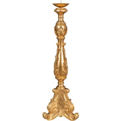 BISCOTTINI Wooden Candle Holder 90x30x30cm - Vintage Gold Leaf Candelabrum - Italy BISCOTTINI Wooden Candle Holder 90x30x30cm - Vintage Gold Leaf Candelabrum - Italy