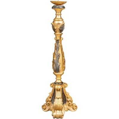 Candelabro in Legno Biscottini con Foglia d'Oro e Finitura Nera - Candelabro Candelabro in Legno Biscottini con Foglia d'Oro e Finitura Nera - Candelabro