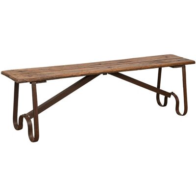 Biscottini Teak and Iron Garden Bench - 153x40x46 cm - Garden Bench Biscottini Teak and Iron Garden Bench - 153x40x46 cm - Garden Bench