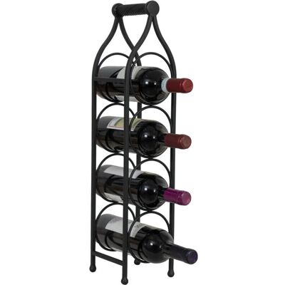 BISCOTTINI - Portabotellas da mesa - 4 botellas, hierro forjado, acabado negro antiguo - Soporte para botellas de vino BISCOTTINI - Portabotellas da mesa - 4 botellas, hierro forjado, acabado negro antiguo - Soporte para botellas de vino