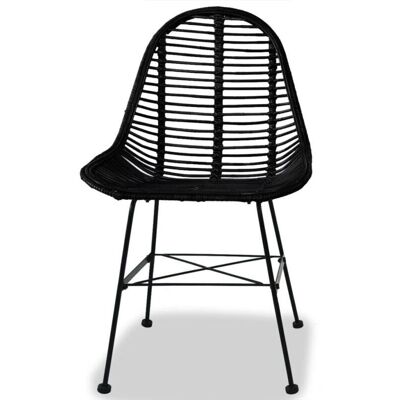 DÉCOSHOP26 CDS021793 - Negro, asiento de ratán natural, patas de hierro forjado - Silla de comedor DÉCOSHOP26 CDS021793 - Negro, asiento de ratán natural, patas de hierro forjado - Silla de comedor
