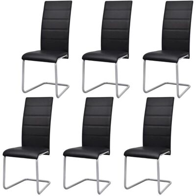 DECOSHOP - CDS022319 - Negro - Cuero sintético - Sillas de comedor DECOSHOP - CDS022319 - Negro - Cuero sintético - Sillas de comedor