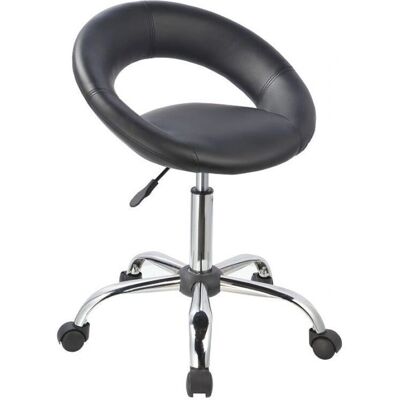 DÉCOSHOP26 - TABO09015 - Negro - Asiento sintético - Taburete con espalda DÉCOSHOP26 - TABO09015 - Negro - Asiento sintético - Taburete con espalda