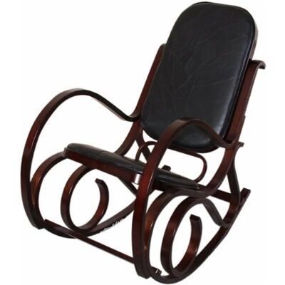 MOBIKASA Silla de Madera Retro Nogal Cuero Patchwork Mecedora - Mecedora MOBIKASA Silla de Madera Retro Nogal Cuero Patchwork Mecedora - Mecedora