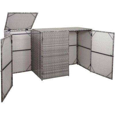 Décoshop26 - Abri à poubelles avec 3 conteneurs - Gris - Publicité Décoshop26 - Abri à poubelles avec 3 conteneurs - Gris - Publicité