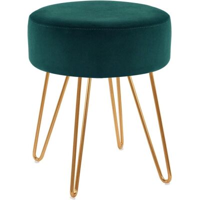 DÉCOSHOP26 - TABO09055 - Terciopelo azul petróleo - Patas de metal doradas - Taburete DÉCOSHOP26 - TABO09055 - Terciopelo azul petróleo - Patas de metal doradas - Taburete