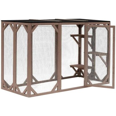 Recinto de madera para gatos Helloshop26 - 180cm con 3 zonas de descanso Recinto de madera para gatos Helloshop26 - 180cm con 3 zonas de descanso