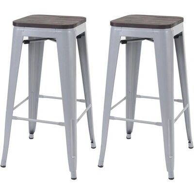 Décoshop26 Modelo TDB04045 - Taburetes de bar de metal gris y madera industrial Décoshop26 Modelo TDB04045 - Taburetes de bar de metal gris y madera industrial