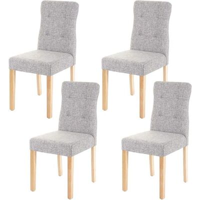 Décoshop26 - Juego de 4 sillas de tela gris para comedor - Sillas de comedor Décoshop26 - Juego de 4 sillas de tela gris para comedor - Sillas de comedor