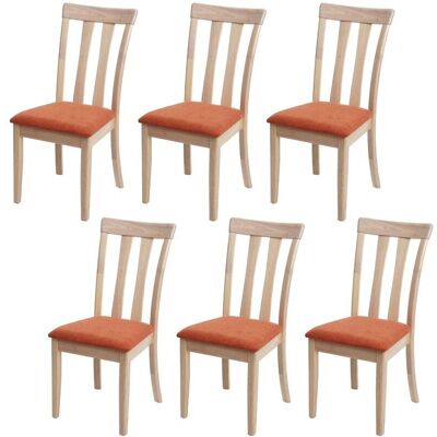 DÉCOSHOP26 6 Chaises de salle à manger - Bois massif & tissu orange - Publicité DÉCOSHOP26 6 Chaises de salle à manger - Bois massif & tissu orange - Publicité