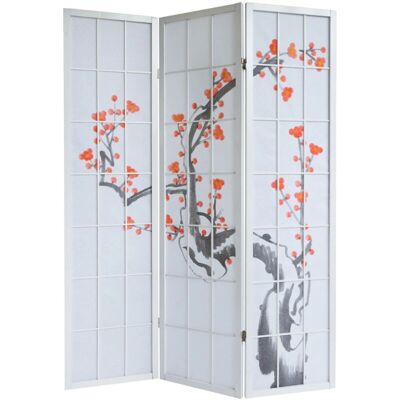 DÉCOSHOP26 - PAR06016 - biombo japonés 3 paneles - madera blanca - divisor de ambientes DÉCOSHOP26 - PAR06016 - biombo japonés 3 paneles - madera blanca - divisor de ambientes