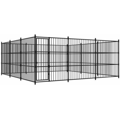 Helloshop26 Gabbia per cani all'aperto - 450x450x185 cm - Acciaio, Nero Helloshop26 Gabbia per cani all'aperto - 450x450x185 cm - Acciaio, Nero
