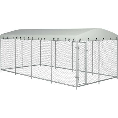 Helloshop26 Enclos pour chiens en acier galvanisé - 8x4x2m, Toit UV Helloshop26 Enclos pour chiens en acier galvanisé - 8x4x2m, Toit UV