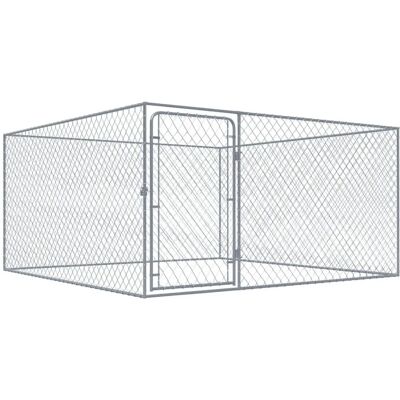 Helloshop26 - Recinzione per cani in acciaio zincato - 2x2x1 m Helloshop26 - Recinzione per cani in acciaio zincato - 2x2x1 m