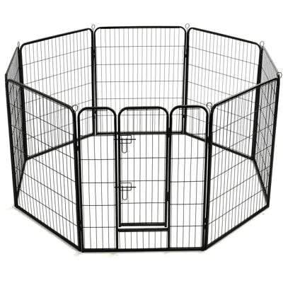 Helloshop26 Parque para Perros - 8 Paneles Acero Negro - 80x100cm Helloshop26 Parque para Perros - 8 Paneles Acero Negro - 80x100cm