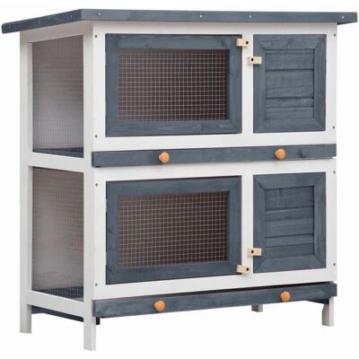 Helloshop26 - Cage pour lapins avec 4 portes 90x45x90 cm bois gris Helloshop26 - Cage pour lapins avec 4 portes 90x45x90 cm bois gris