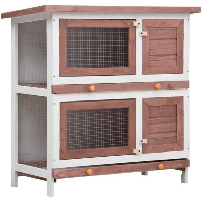 Cage à lapin en bois Helloshop26 - 2 étages - Portes sécurisées - Enclos pour animaux Cage à lapin en bois Helloshop26 - 2 étages - Portes sécurisées - Enclos pour animaux
