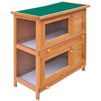 Cage pour petits animaux Helloshop26 en bois - Enclos à deux étages Cage pour petits animaux Helloshop26 en bois - Enclos à deux étages