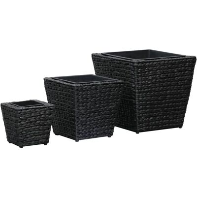 HELLOSHOP26 - 3-piece elevated planter set - Nero - Water hyacinth - Set di vasi HELLOSHOP26 - 3-piece elevated planter set - Nero - Water hyacinth - Set di vasi