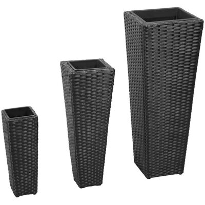 PROLENTA - Premium - Osier en résine noir - 3 pièces - Ensemble de jardinières - Publicité PROLENTA - Premium - Osier en résine noir - 3 pièces - Ensemble de jardinières - Publicité